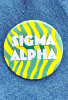 Sigma Alpha Zebra Greek Gameday Button close-up