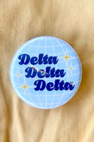 Delta Delta Delta Disco Greek Mini Gameday Button close-up