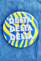 Delta Delta Delta Zebra Greek Gameday Button close-up