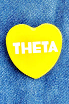 Theta Heart Greek Small Gameday Button close-up