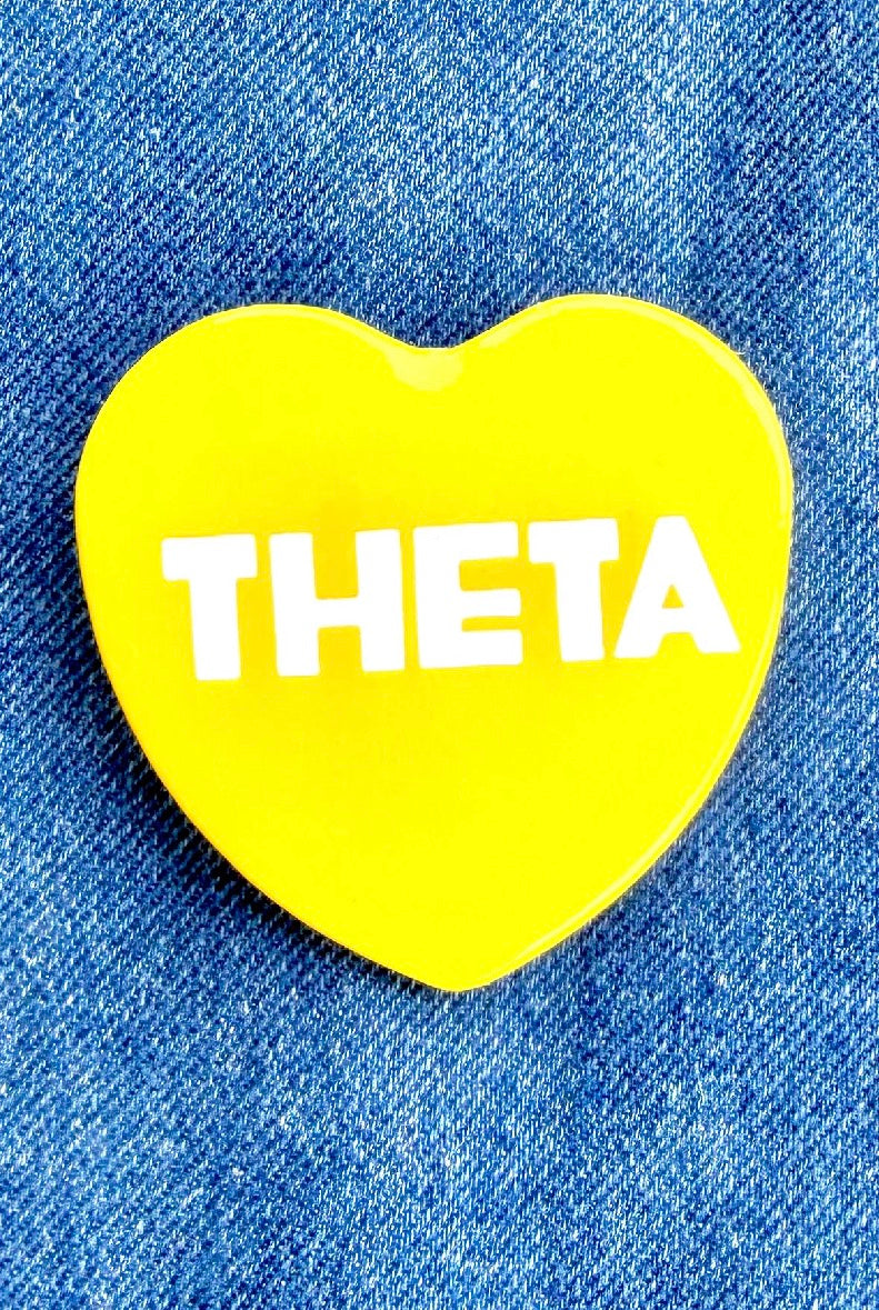 Theta Heart Greek Small Gameday Button close-up