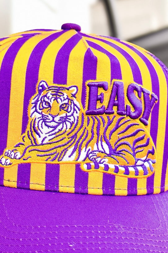 Easy Goin' Tiger Stripe Hat in Purple and Yellow - alternate view