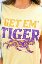 Get 'em Tiger Graphic Tee in Yellow - close-up