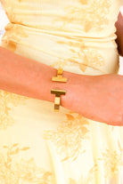 Gold geometric open hinge bracelet