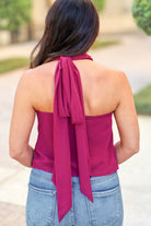 A Fine Line Cowl Neck Backless Scarf Top