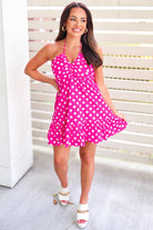 Catching Dreams Polka Dot Halter Neck Mini Dress-DRESS CASUAL PRINT
