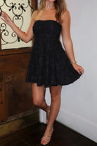 Delightful Welcoming Tweed Sequin Strapless Dress-DRESS EVENT
