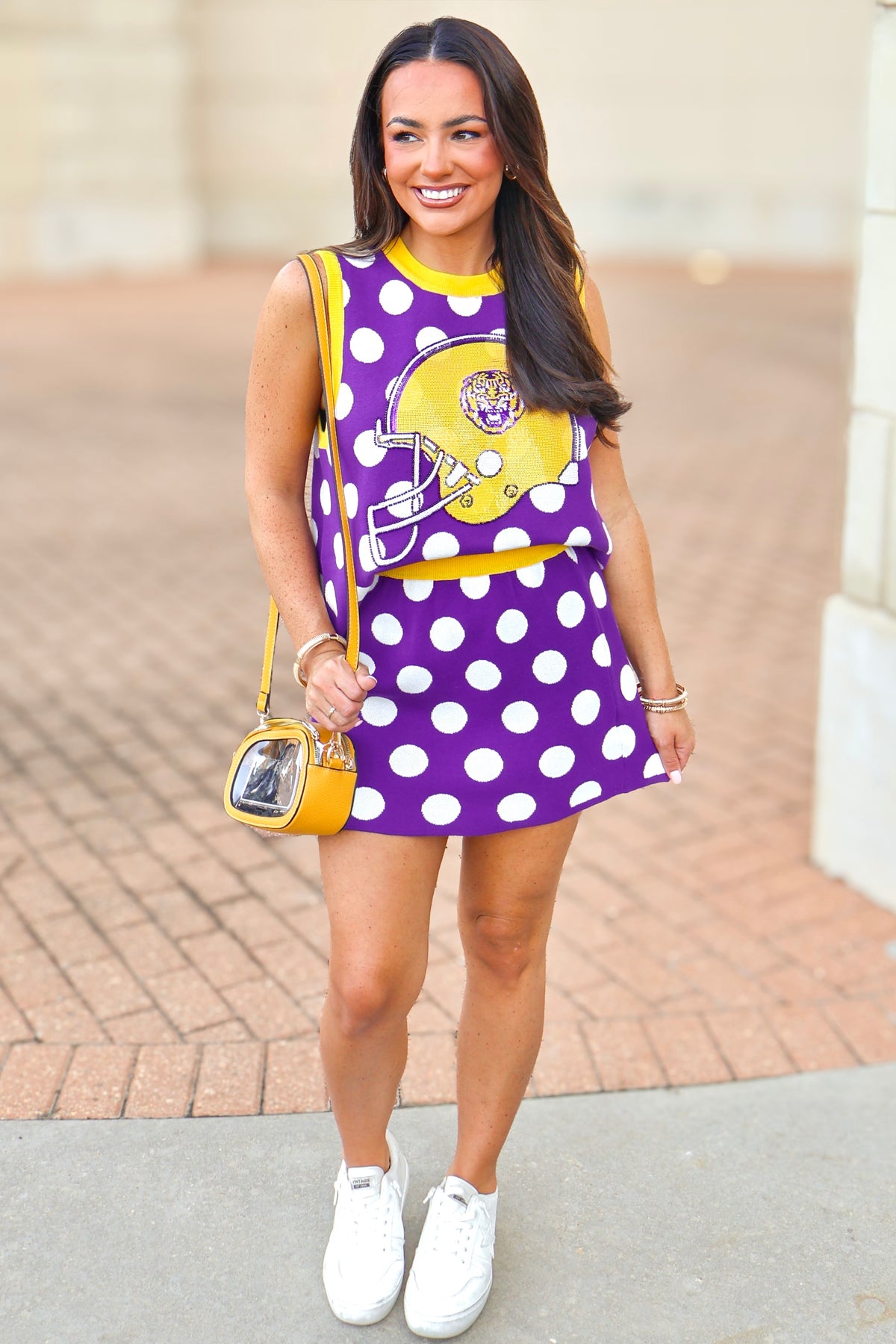 Hear the Roar Sequin Helmet Knit Vest by Queen of Sparkles in Purple