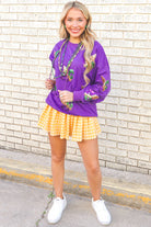 In My City Sequin Fleur De Lis Pullover Size XL-TOP L/S PRINT