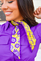 LSU floral and tiger print twilly scarf