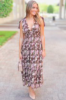 Stepping Up Floral Tie Strap Maxi Dress Size M-DRESS LONG