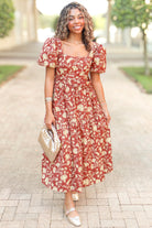 Right Or Wrong Floral Belted Maxi Dress-DRESS LONG