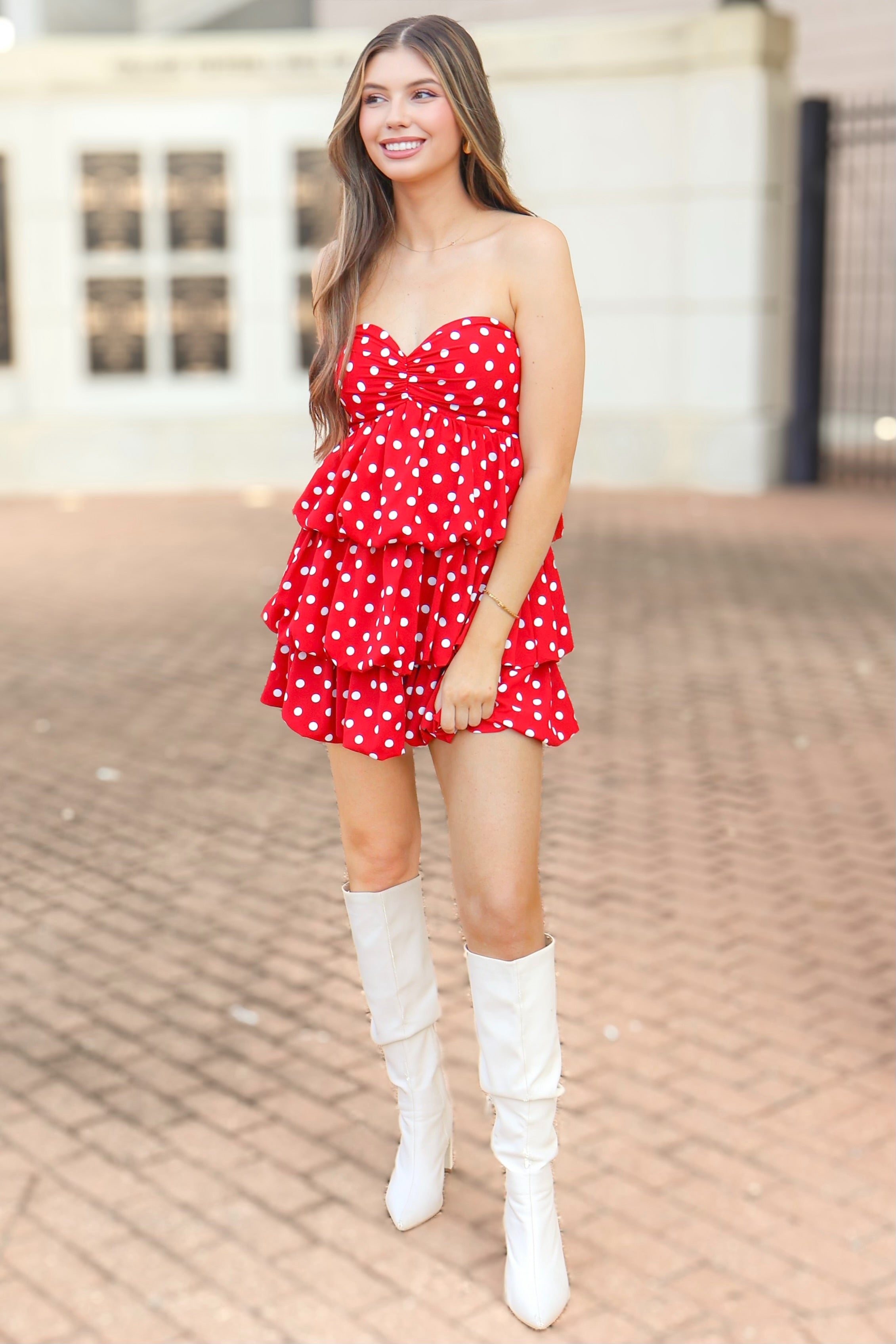 Look At Her Go Polkadot Bubble Hem Dress Size L
