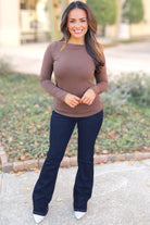 Wide neck long sleeve top, view 3