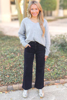 Cloudy Days Waffle Knit Sweater-TOP L/S SOLID