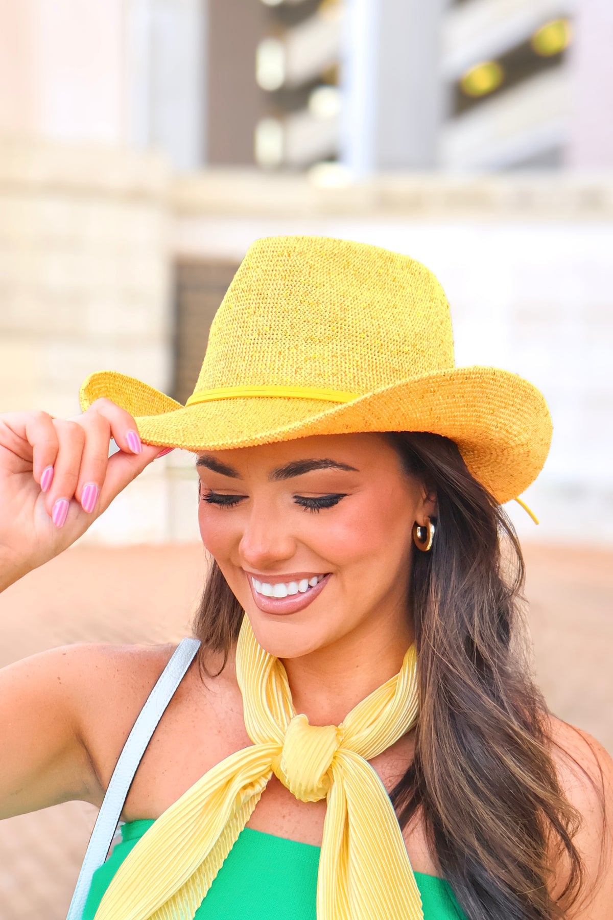 Yellow sequin cowgirl hat