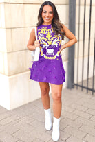 On Display Sequin Tiger Feather Mini Dress by Queen of Sparkles