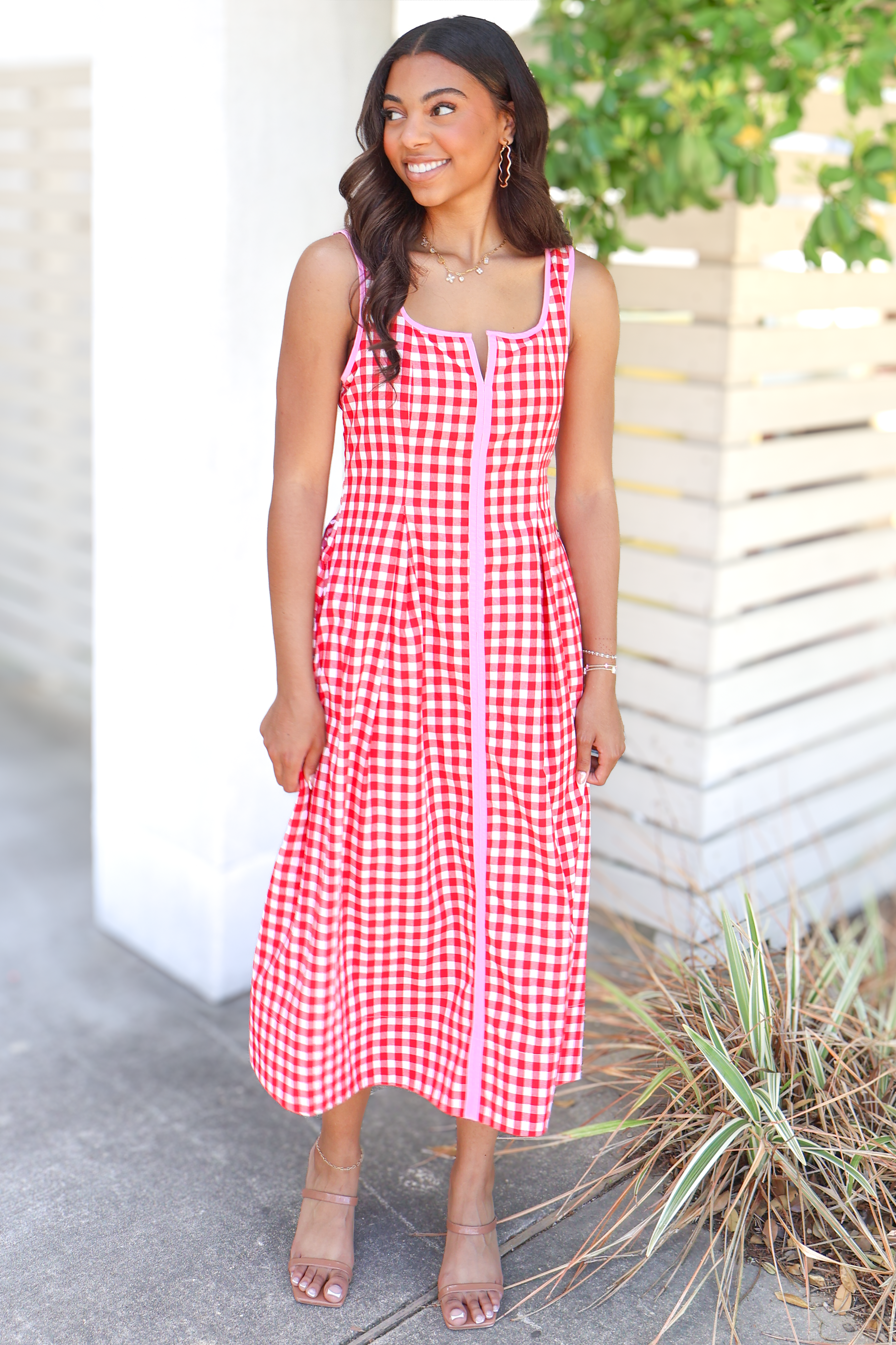midi dress cute McCall Modest Midi in Orange Daisy Xsmall