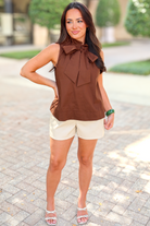 A Lasting Impression Tie Neck Sleeveless Top