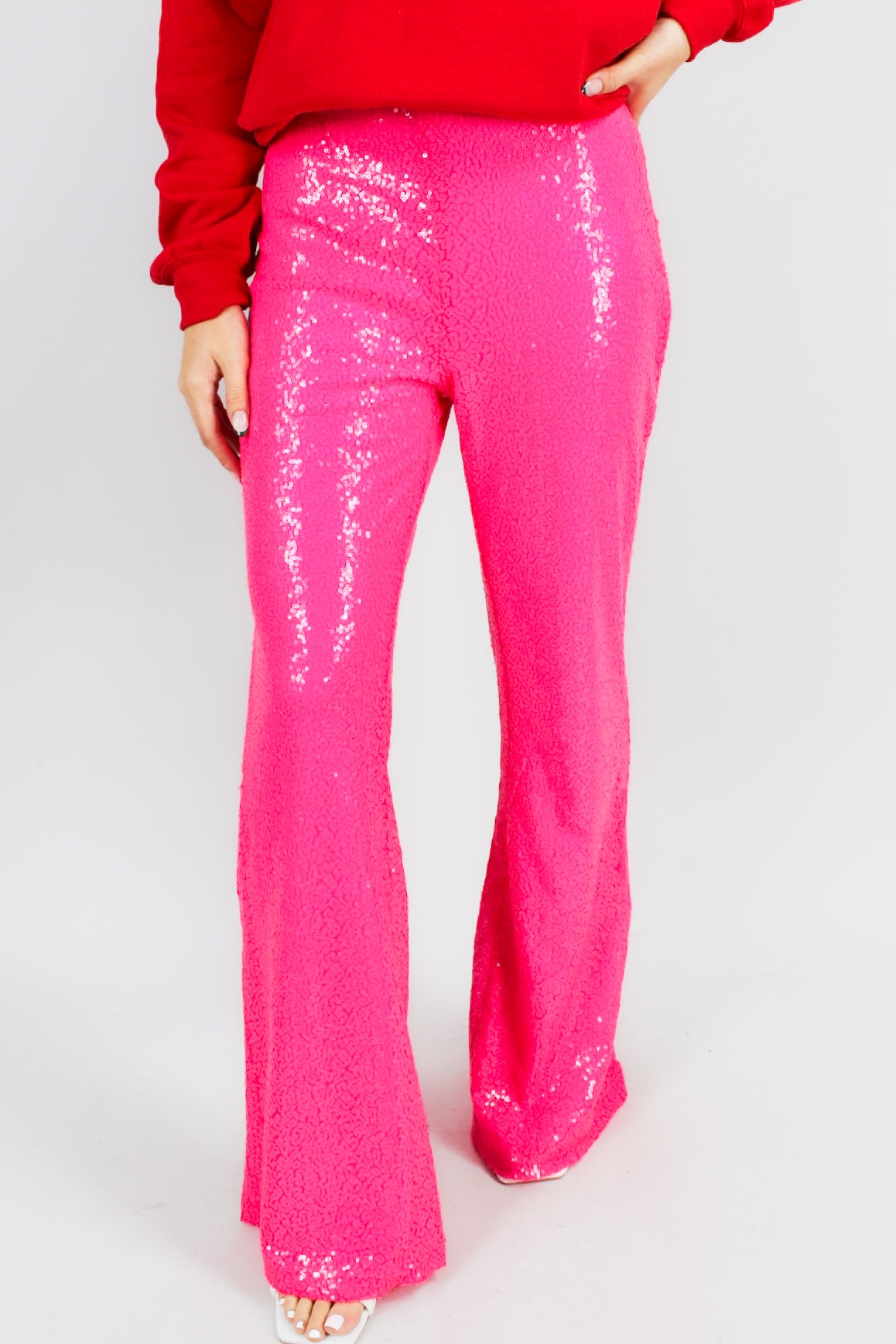 In Barbie's Bubble Sequin Flare Pants - Frock Candy