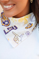 Team Pride LSU Gameday Icons Bandana tied around the neck
