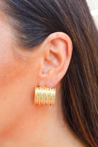 Keep it Coming Gold Dipped Square Textured Earrings-ACC EARRING
