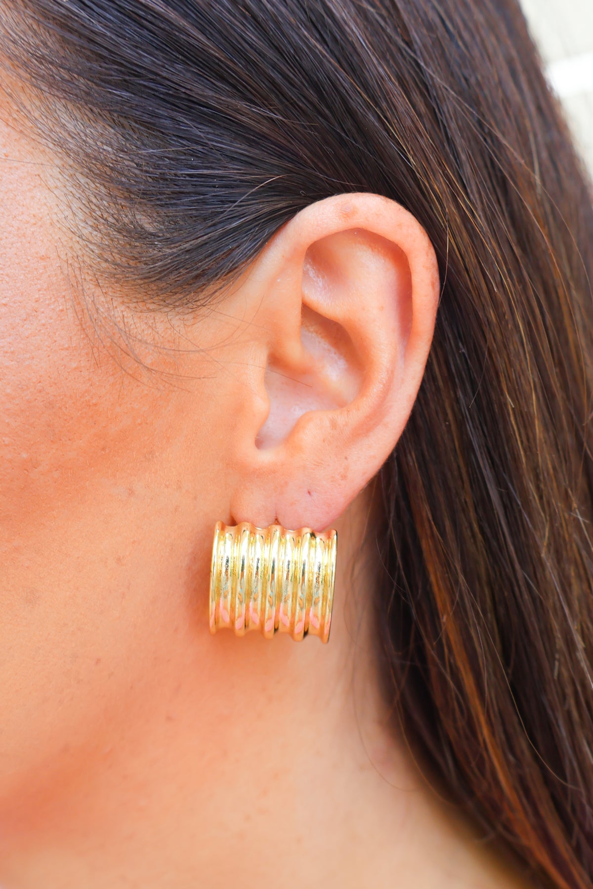Keep it Coming Gold Dipped Square Textured Earrings-ACC EARRING
