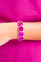 Taken Into Account Crystal Framed Bracelet in Pink Purple