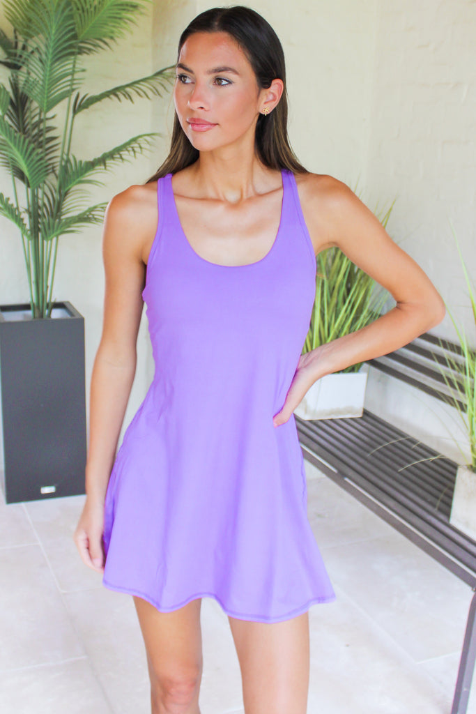 purple cut out back tennis dress