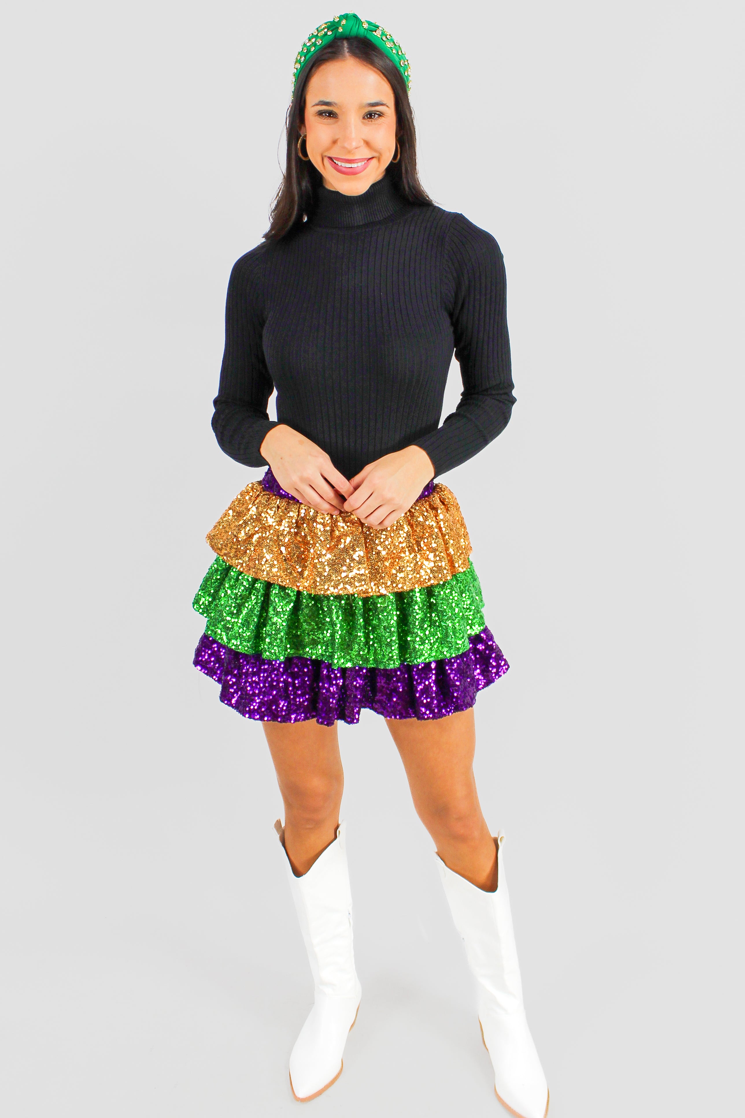 Mardi Party Colorblock Sequin Skirt - Frock Candy