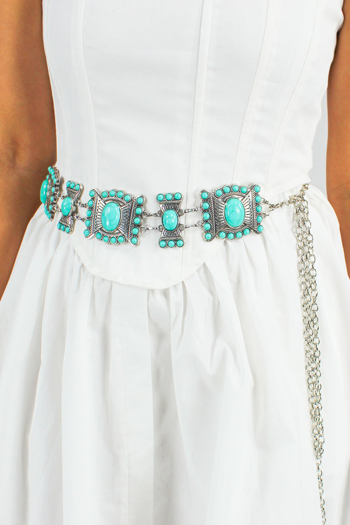 silver and turquoise adjustable metal concho belt concho 