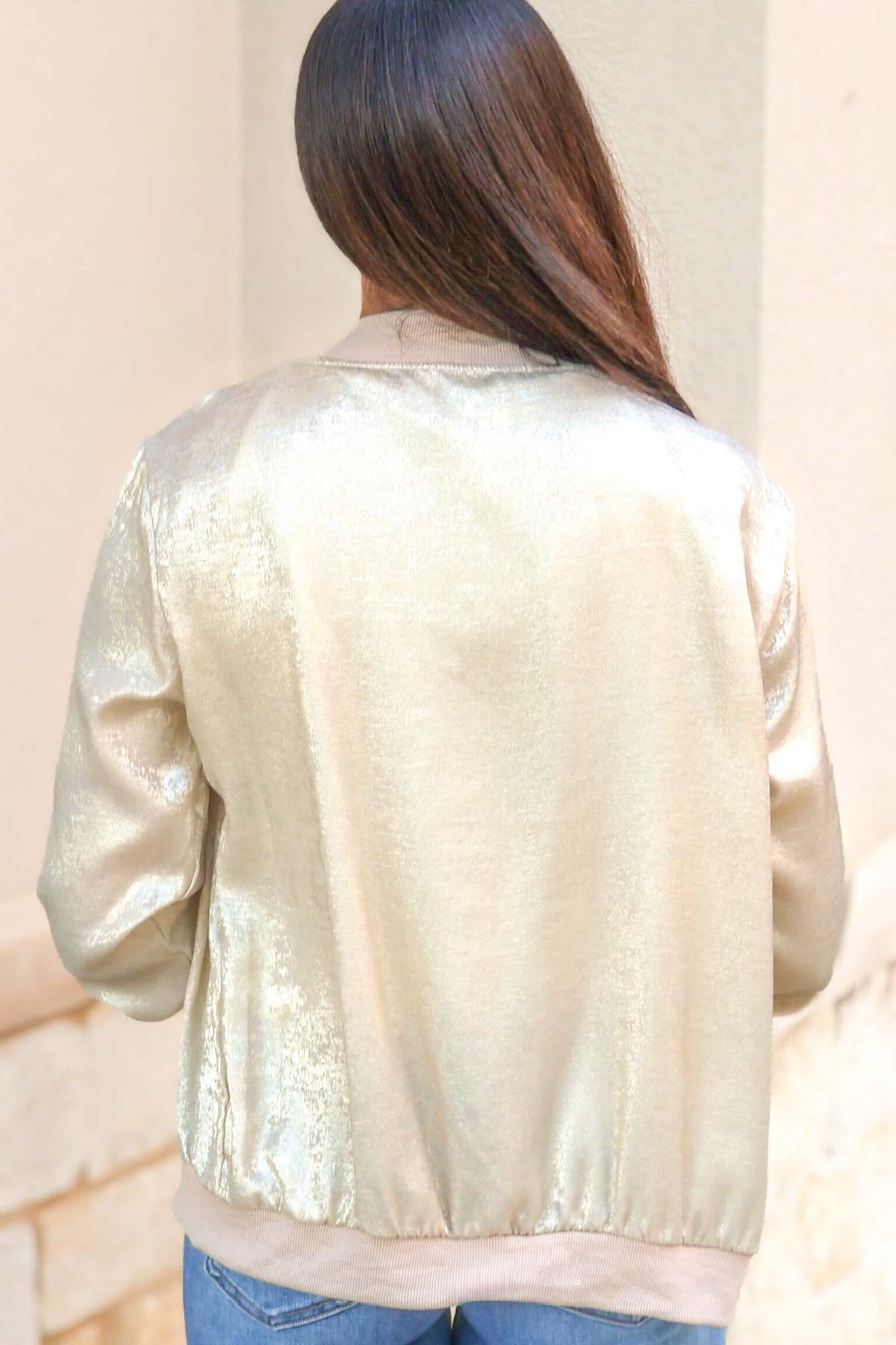Moving Forward Lightweight Bomber Jacket in Champagne - alternate view