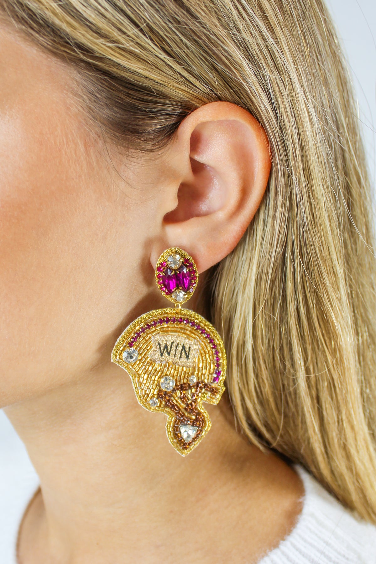 Must Win Beaded Earrings by Taylor Shaye-ACC JEWELRY LSU