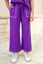 My Best Advice Short Sleeve Top and Pant Set in Purple - alternate view 1