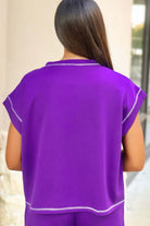 My Best Advice Short Sleeve Top and Pant Set in Purple - alternate view 2