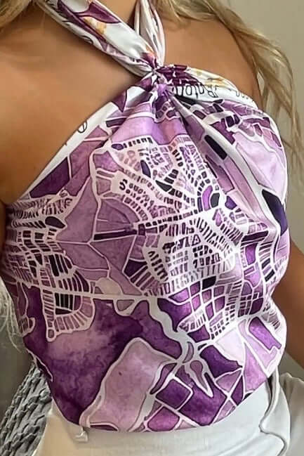 On the Map Baton Rouge Watercolor Scarf in Purple and Yellow - alternate view 2