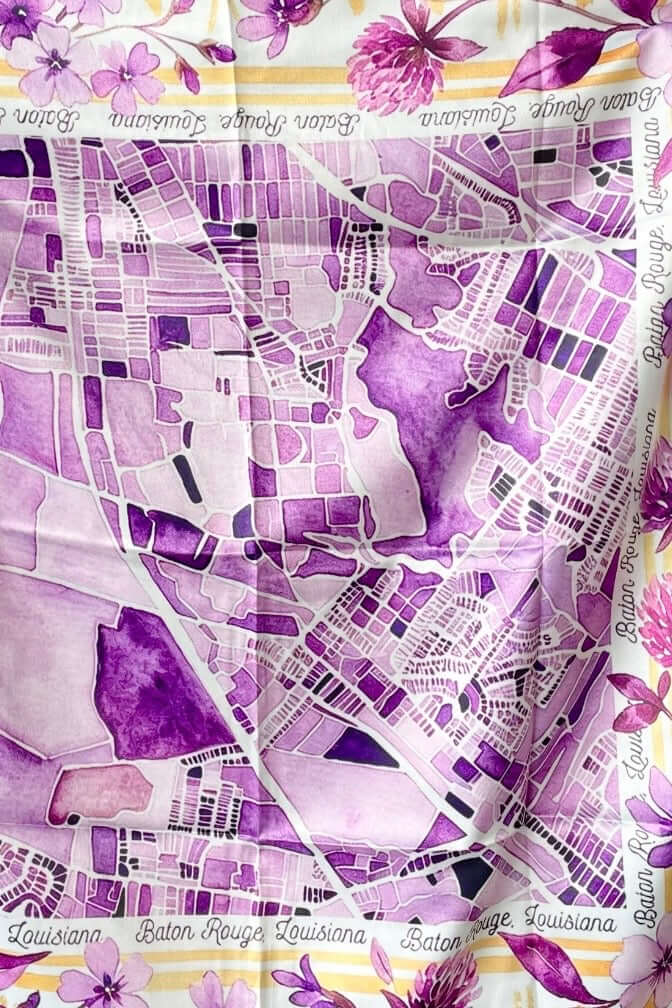 On the Map Baton Rouge Watercolor Scarf in Purple and Yellow - alternate view 4
