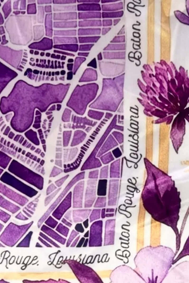 On the Map Baton Rouge Watercolor Scarf in Purple and Yellow - alternate view 6