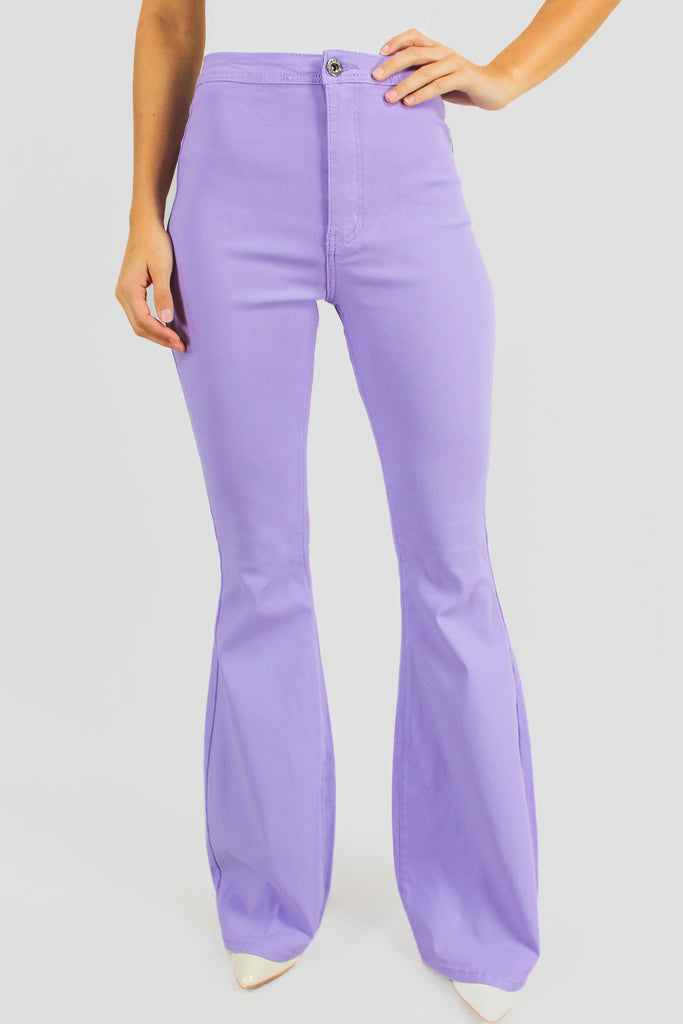 purple stretchy pants