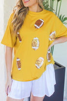 Ready to Win Sequin Football Top in Mustard-TOP ALL LSU