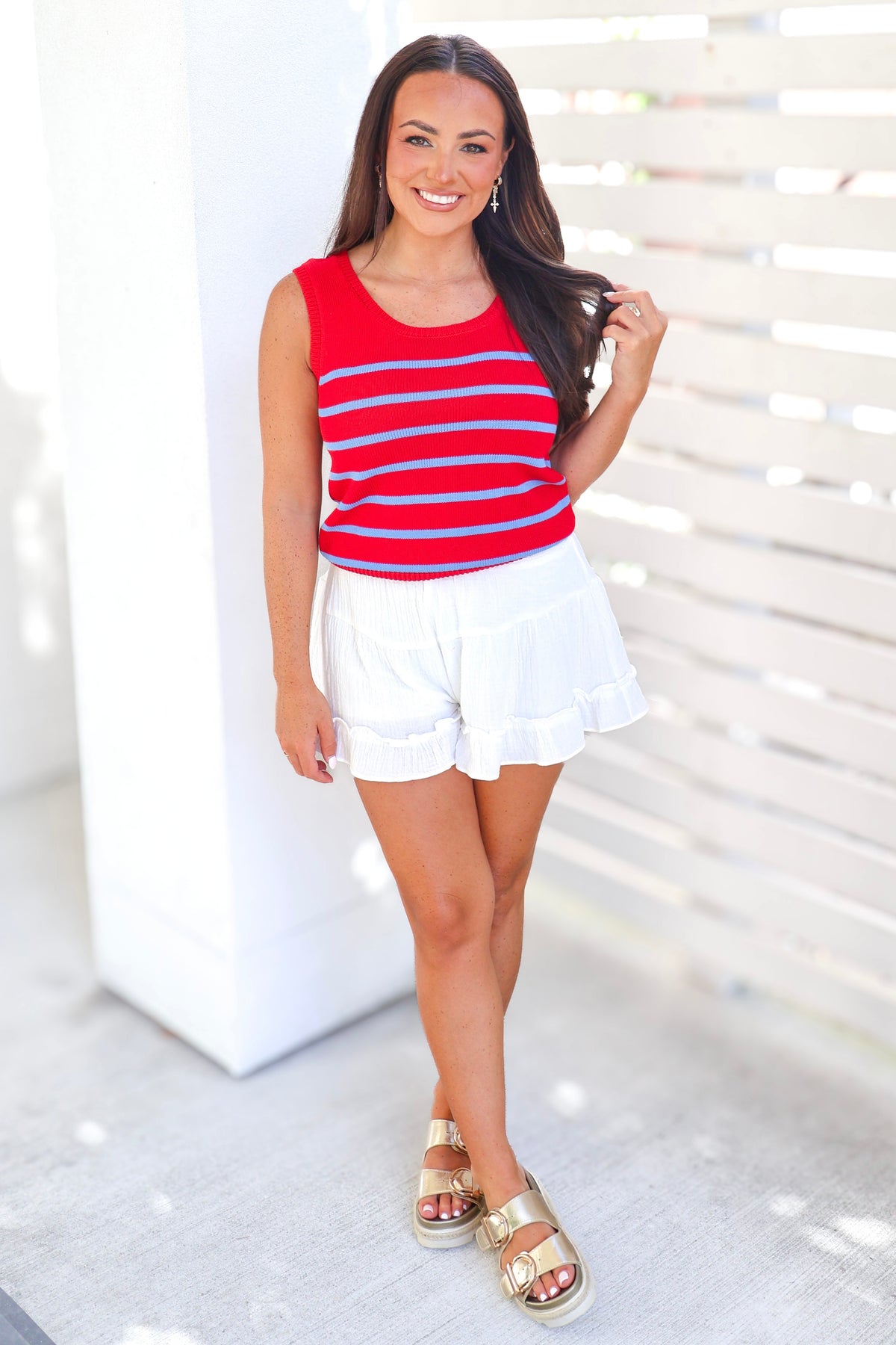 Start of Something New Knit Stripe Tank in Red