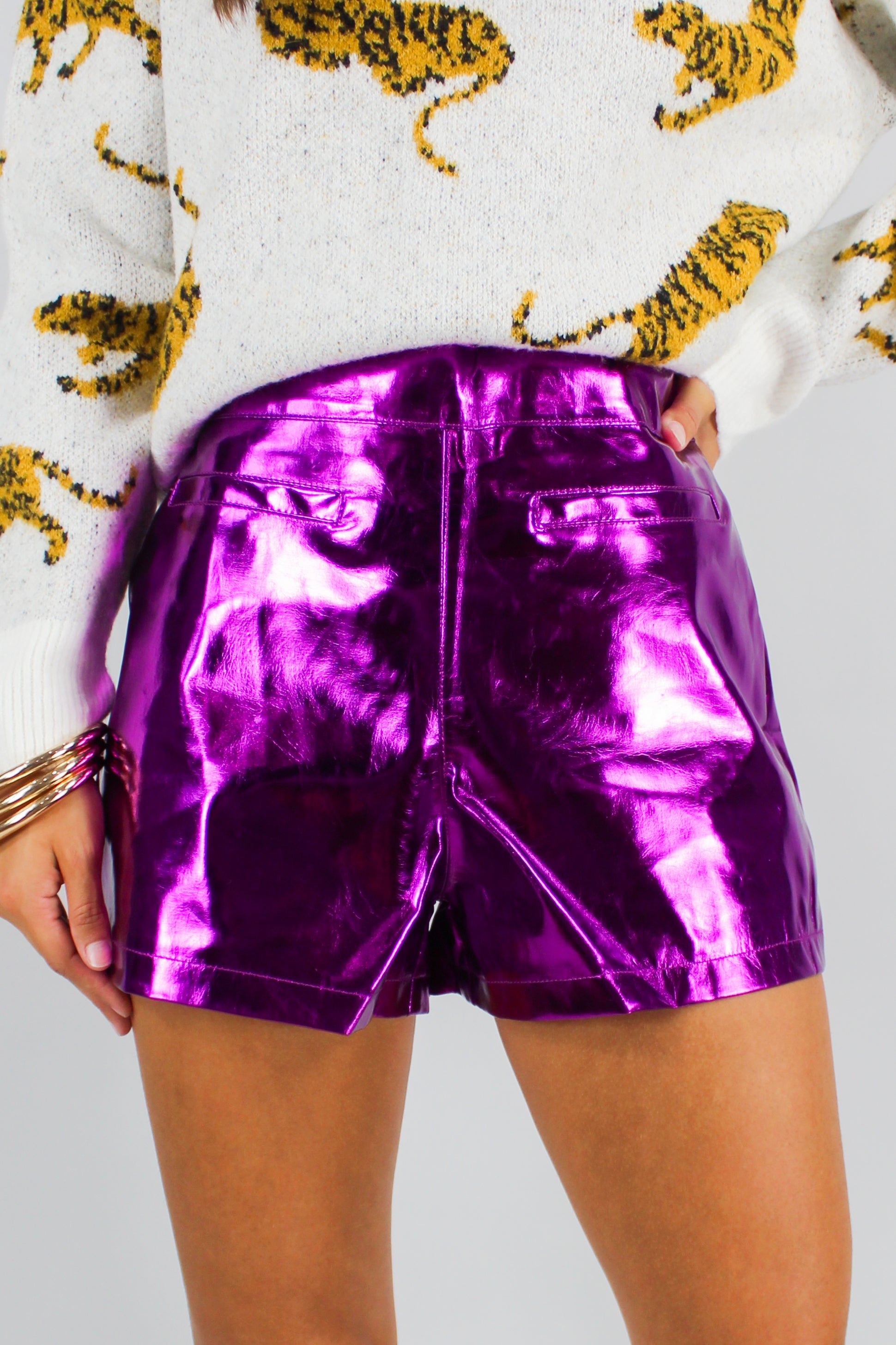 Frock Candy Rhinestone Cowgirl Shorts in Purple Purple / S