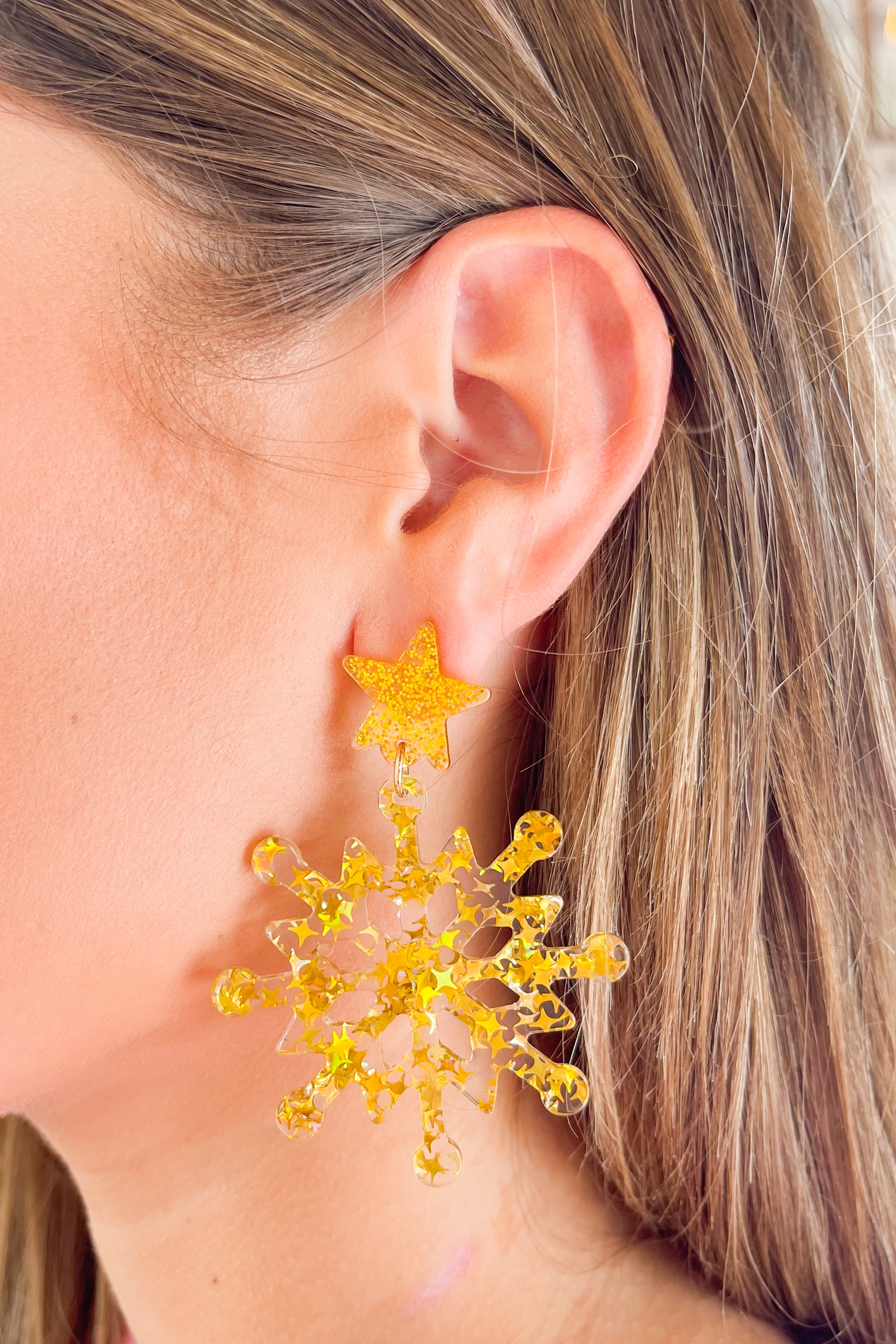 Winter Brushed 24K Gold Plated Brass Geometric Snowflake Earring Posts –  Ingredients For Lovely