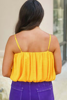 Speaking to You Thin Strap Bubble Hem Top in Mustard - alternate view
