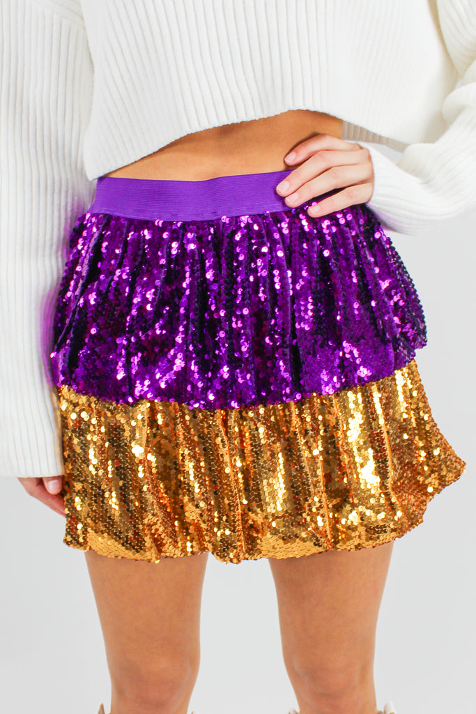 the teams here sequin skirt