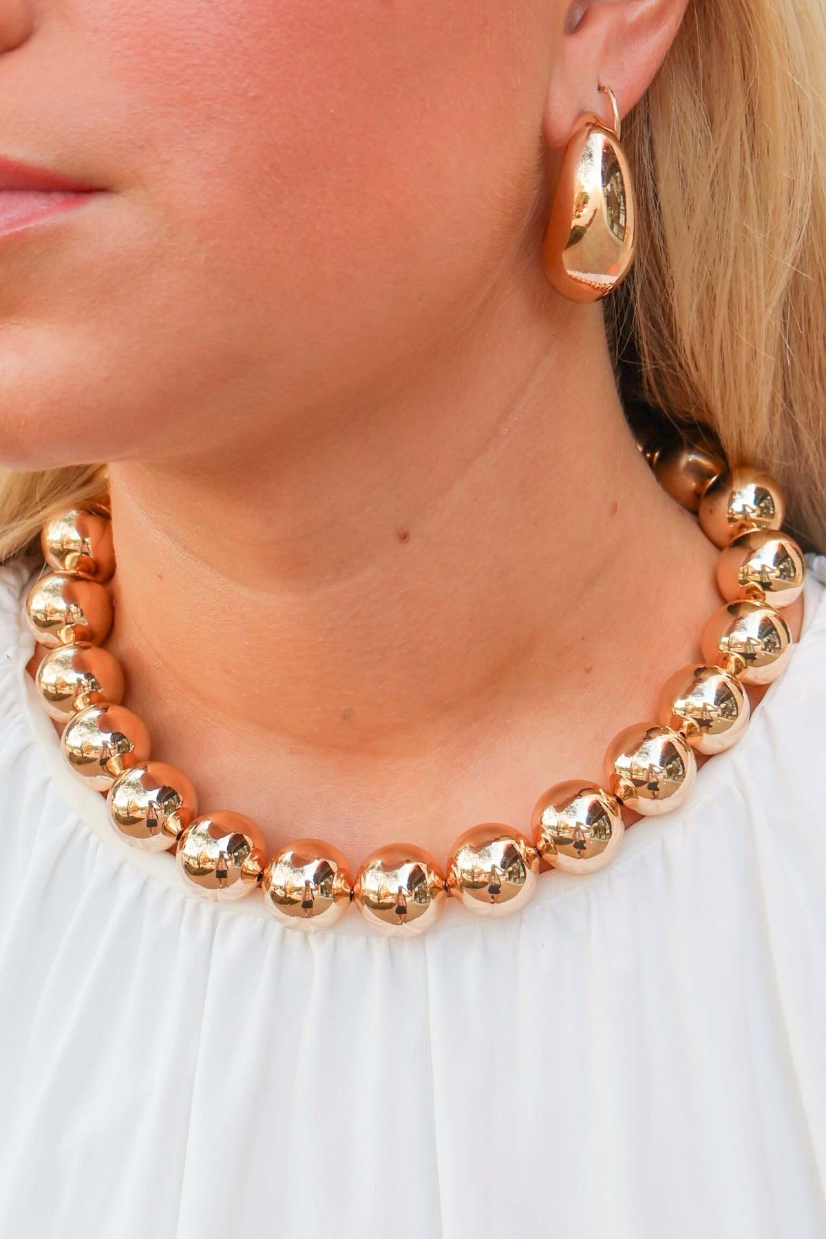 The Best Statement Chunky Beaded Necklace in Gold