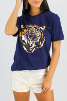 You're Golden Tiger Tee in Navy-TOP S/S PRINT