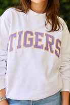 Tigers Mock Neck Varsity Sweatshirt in White