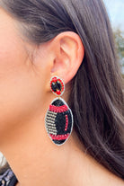 Football Earrings in Red/Black by Taylor Shaye-ACC EARRING