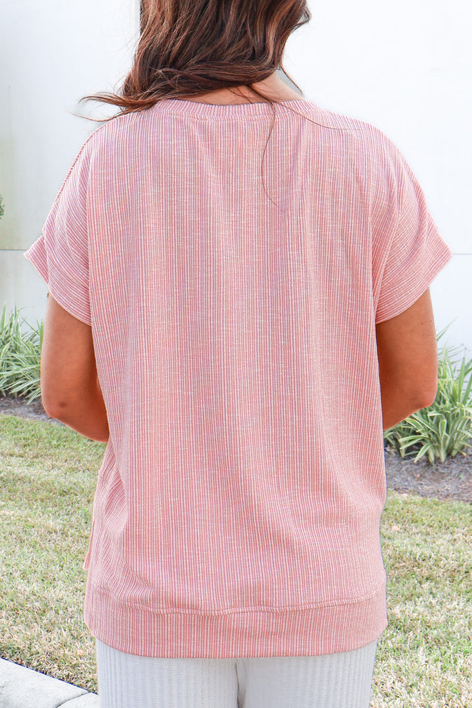 knit top with ribbed texture